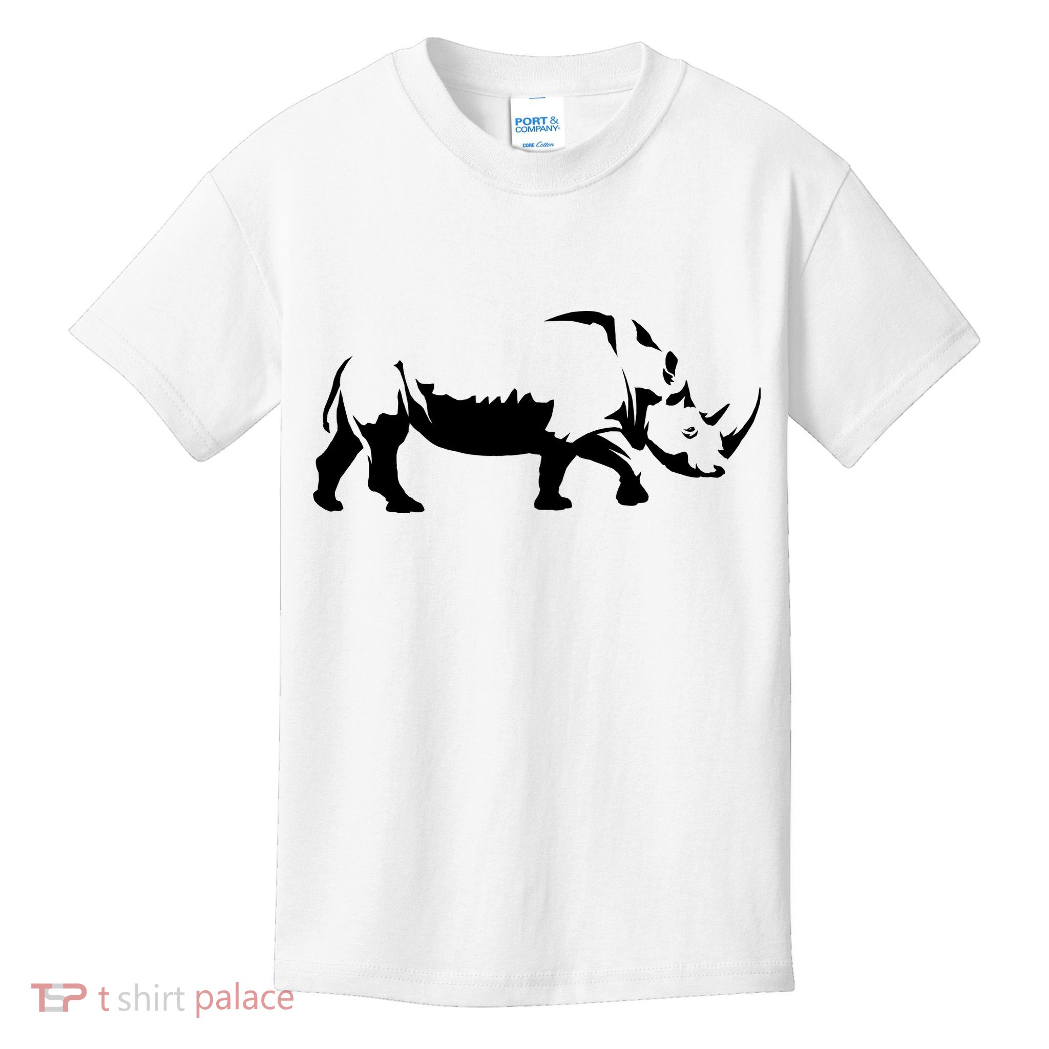Simple Rhino Cut Out Silhouette Kids T-Shirt