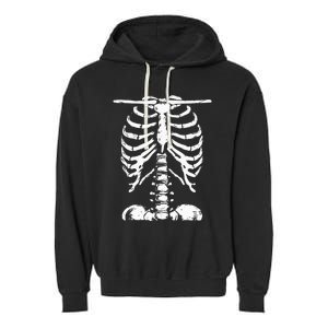 Skeleton Rib Cage Gifts  Halloween Costume Garment-Dyed Fleece Hoodie