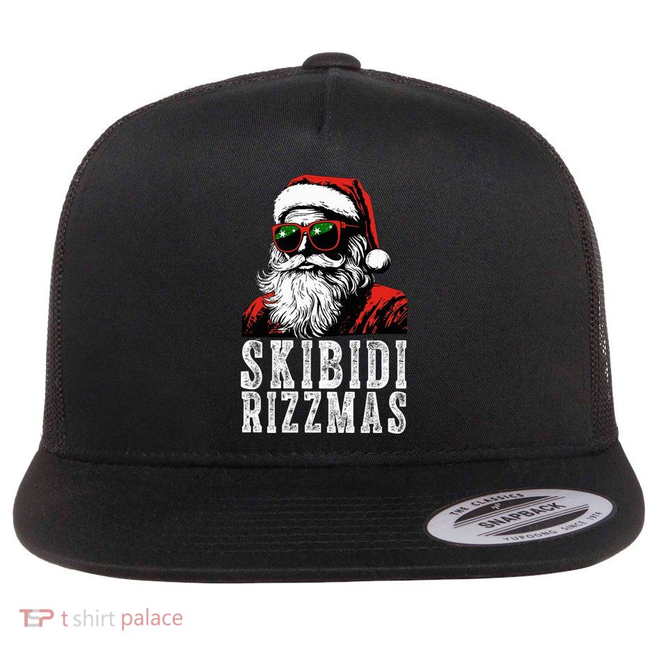 Skibidi Rizzmas Christmas Rizz Santa Claus Flat Bill Trucker Hat