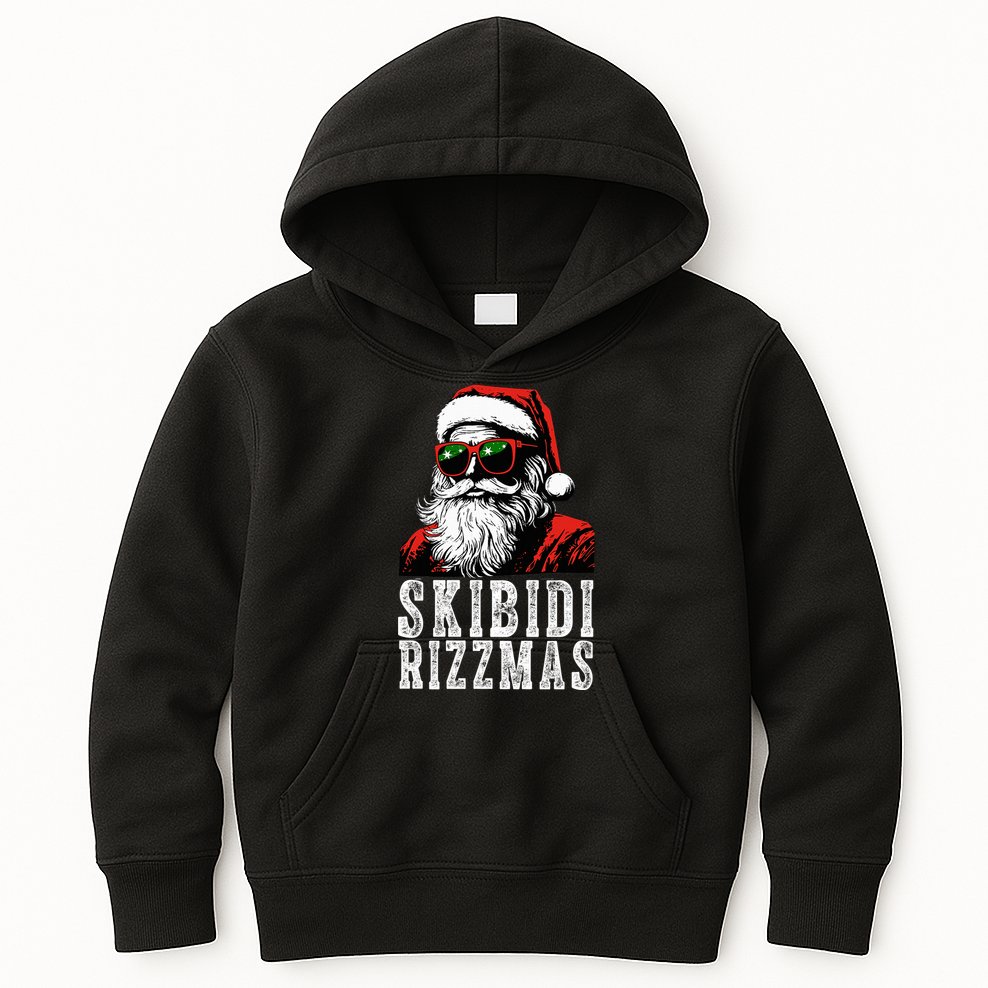 Skibidi Rizzmas Christmas Rizz Santa Claus Kids Hoodie