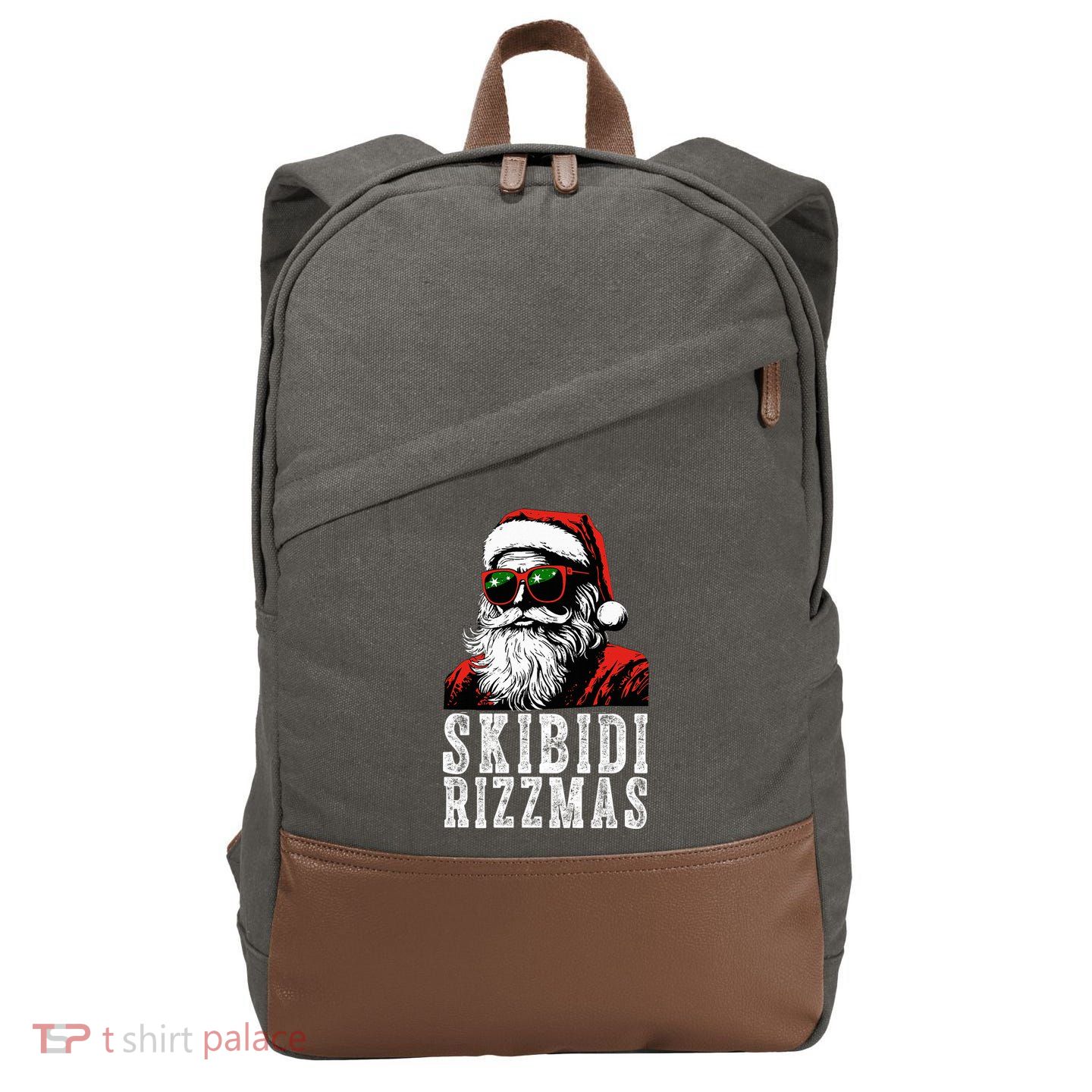 Skibidi Rizzmas Christmas Rizz Santa Claus Cotton Canvas Backpack