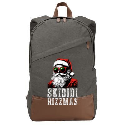 Skibidi Rizzmas Christmas Rizz Santa Claus Cotton Canvas Backpack