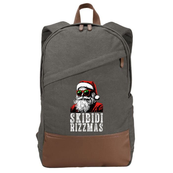 Skibidi Rizzmas Christmas Rizz Santa Claus Cotton Canvas Backpack