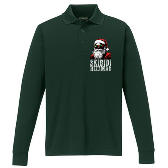 Skibidi Rizzmas Christmas Rizz Santa Claus Performance Long Sleeve Polo