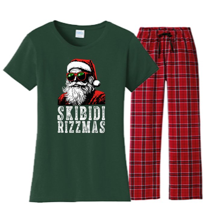 Skibidi Rizzmas Christmas Rizz Santa Claus Women's Flannel Pajama Set