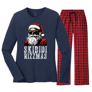 Skibidi Rizzmas Christmas Rizz Santa Claus Women's Long Sleeve Flannel Pajama Set 