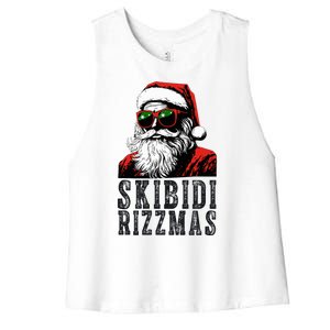 Skibidi Rizzmas Christmas Rizz Santa Claus Women's Racerback Cropped Tank