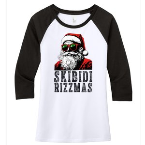 Skibidi Rizzmas Christmas Rizz Santa Claus Women's Tri-Blend 3/4-Sleeve Raglan Shirt