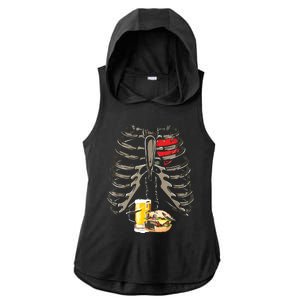 Skeleton Rib Cage Beer Burger Xray Funny Halloween Gift Ladies PosiCharge Tri-Blend Wicking Draft Hoodie Tank