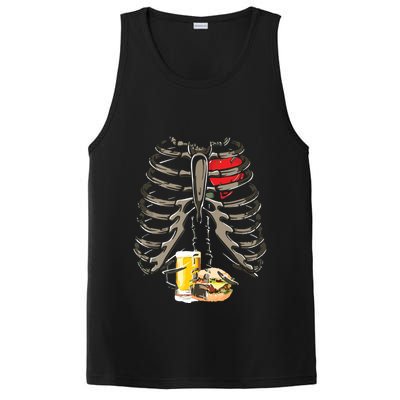 Skeleton Rib Cage Beer Burger Xray Funny Halloween Gift PosiCharge Competitor Tank