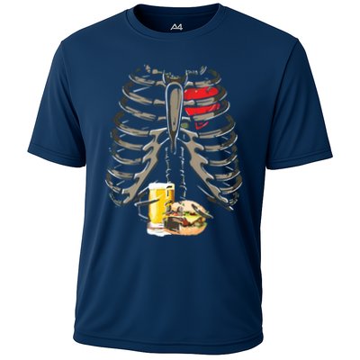 Skeleton Rib Cage Beer Burger Xray Funny Halloween Gift Performance Shirt