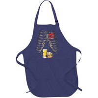 Skeleton Rib Cage Beer Burger Xray Funny Halloween Gift Full-Length Apron With Pockets