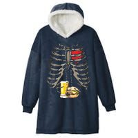 Skeleton Rib Cage Beer Burger Xray Funny Halloween Gift Hooded Wearable Blanket