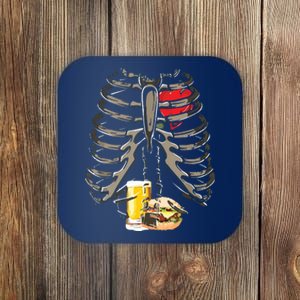 Skeleton Rib Cage Beer Burger Xray Funny Halloween Gift Coaster