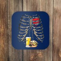 Skeleton Rib Cage Beer Burger Xray Funny Halloween Gift Coaster