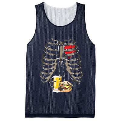 Skeleton Rib Cage Beer Burger Xray Funny Halloween Gift Mesh Reversible Basketball Jersey Tank