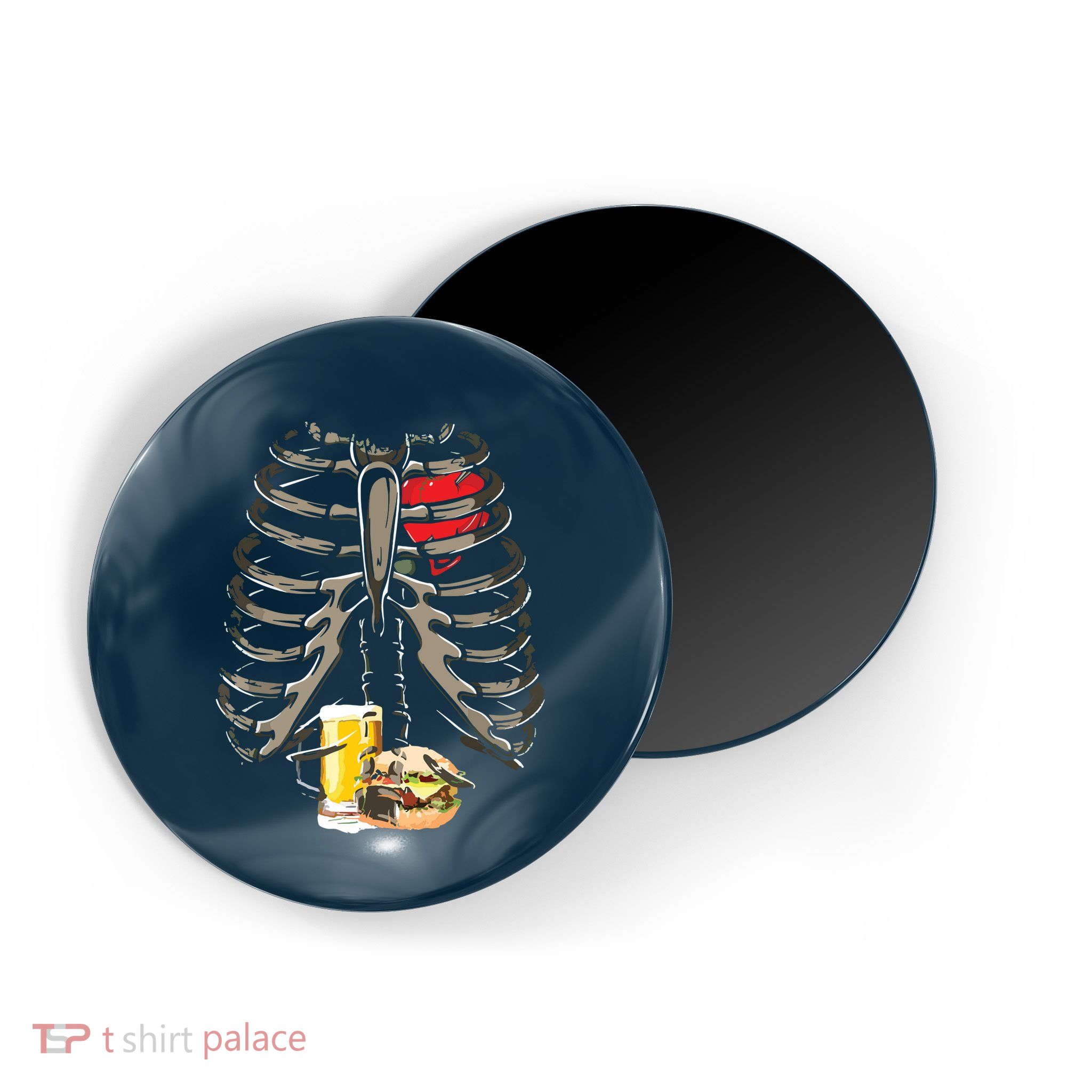 Skeleton Rib Cage Beer Burger Xray Funny Halloween Gift Magnet