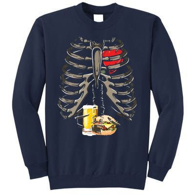 Skeleton Rib Cage Beer Burger Xray Funny Halloween Gift Tall Sweatshirt