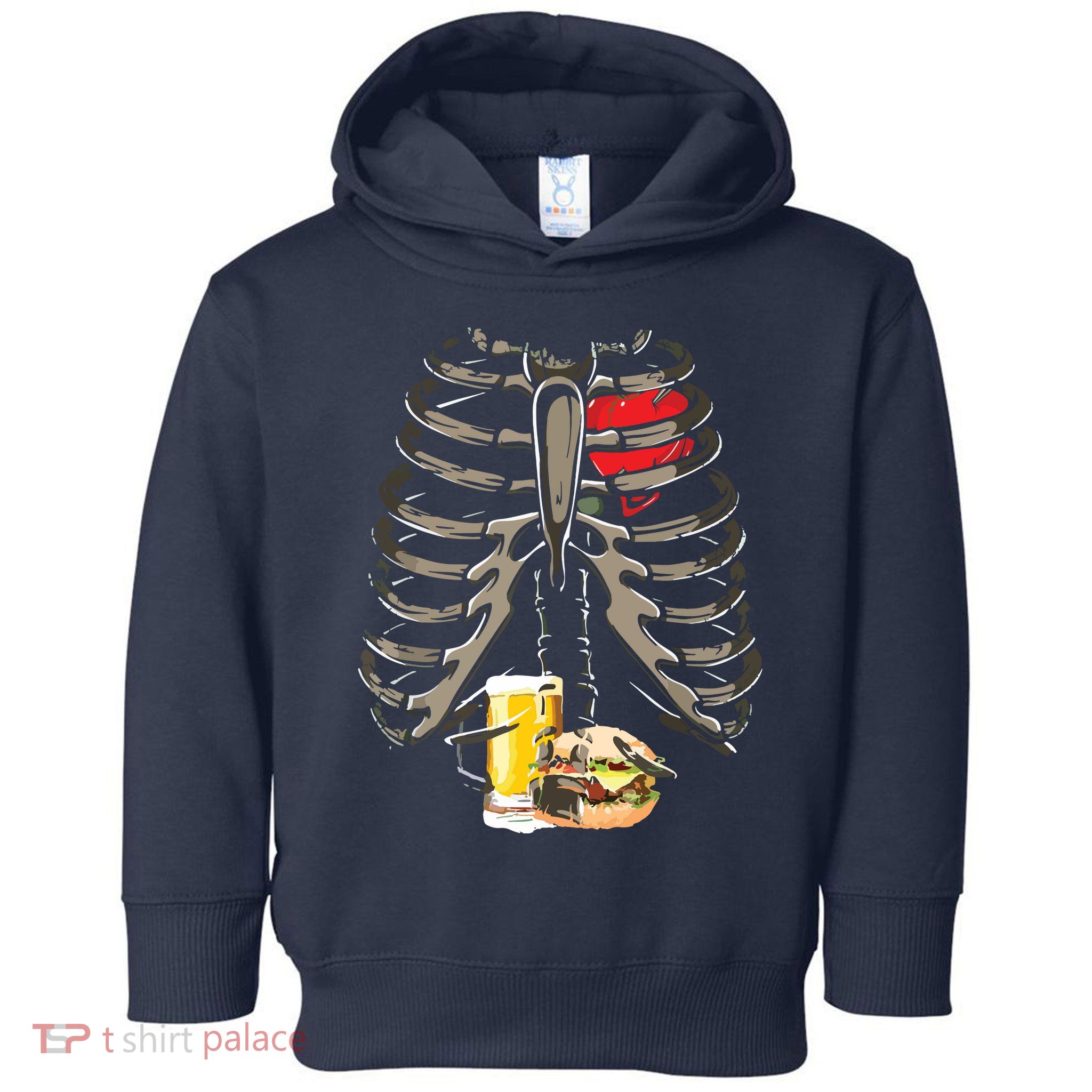 Skeleton Rib Cage Beer Burger Xray Funny Halloween Gift Toddler Hoodie
