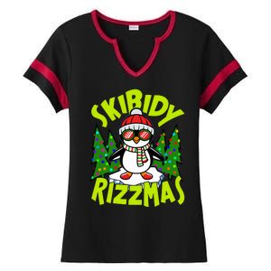 Skibidy Rizzmas Christmas Rizz Penguin Meme Ladies Halftime Notch Neck Tee