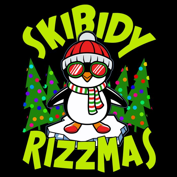 Skibidy Rizzmas Christmas Rizz Penguin Meme 7-Panel Snapback Hat