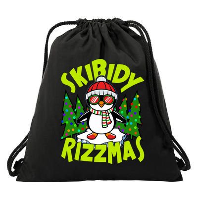 Skibidy Rizzmas Christmas Rizz Penguin Meme Drawstring Bag