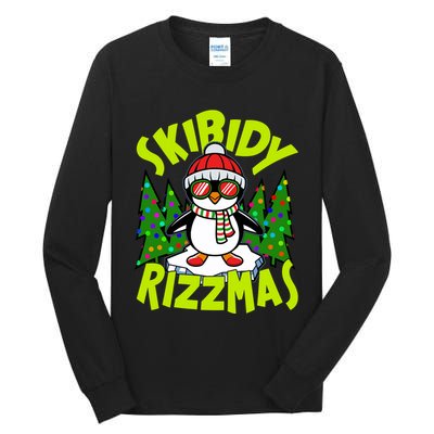 Skibidy Rizzmas Christmas Rizz Penguin Meme Tall Long Sleeve T-Shirt