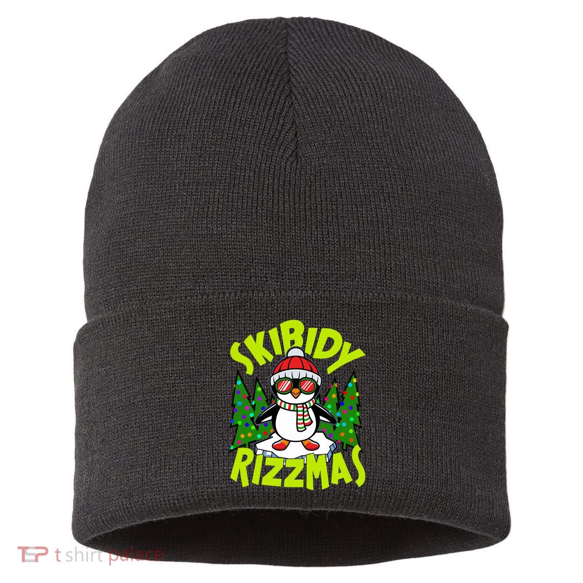 Skibidy Rizzmas Christmas Rizz Penguin Meme Sustainable Knit Beanie