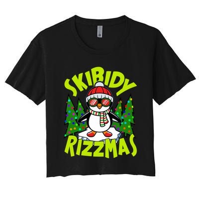 Skibidy Rizzmas Christmas Rizz Penguin Meme Crop Top