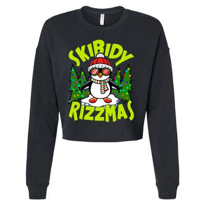 Skibidy Rizzmas Christmas Rizz Penguin Meme Cropped Pullover Crew