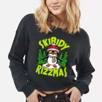 Skibidy Rizzmas Christmas Rizz Penguin Meme Cropped Pullover Crew