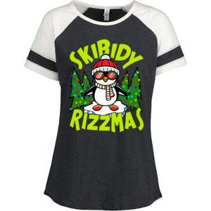 Skibidy Rizzmas Christmas Rizz Penguin Meme Enza Ladies Jersey Colorblock Tee