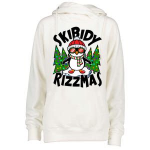 Skibidy Rizzmas Christmas Rizz Penguin Meme Womens Funnel Neck Pullover Hood