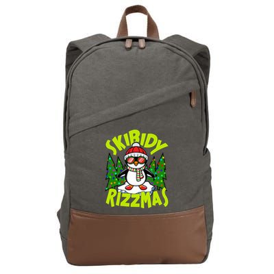 Skibidy Rizzmas Christmas Rizz Penguin Meme Cotton Canvas Backpack