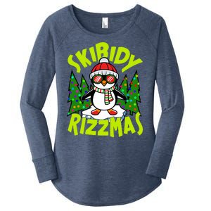 Skibidy Rizzmas Christmas Rizz Penguin Meme Women's Perfect Tri Tunic Long Sleeve Shirt