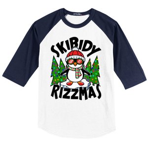 Skibidy Rizzmas Christmas Rizz Penguin Meme Baseball Sleeve Shirt