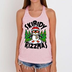 Skibidy Rizzmas Christmas Rizz Penguin Meme Women's Knotted Racerback Tank