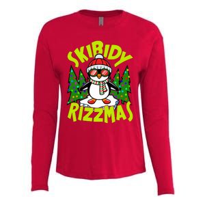 Skibidy Rizzmas Christmas Rizz Penguin Meme Womens Cotton Relaxed Long Sleeve T-Shirt