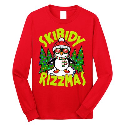 Skibidy Rizzmas Christmas Rizz Penguin Meme Long Sleeve Shirt