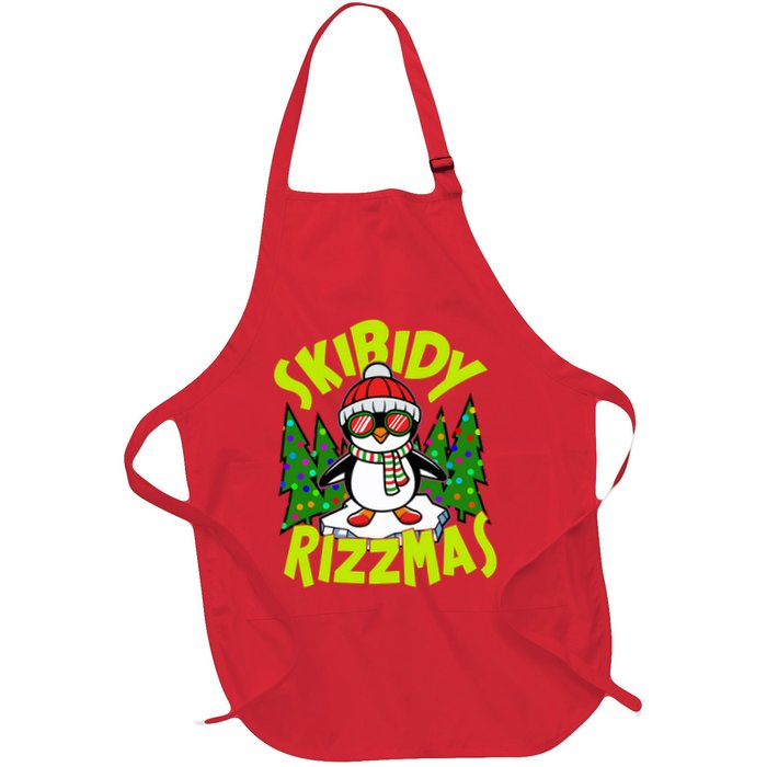 Skibidy Rizzmas Christmas Rizz Penguin Meme Full-Length Apron With Pockets
