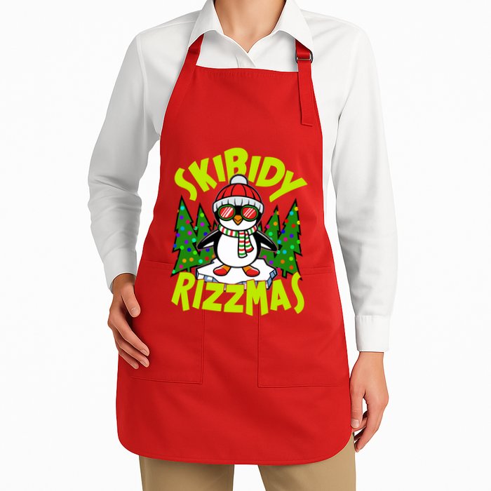 Skibidy Rizzmas Christmas Rizz Penguin Meme Full-Length Apron With Pockets