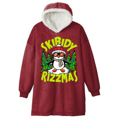 Skibidy Rizzmas Christmas Rizz Penguin Meme Hooded Wearable Blanket