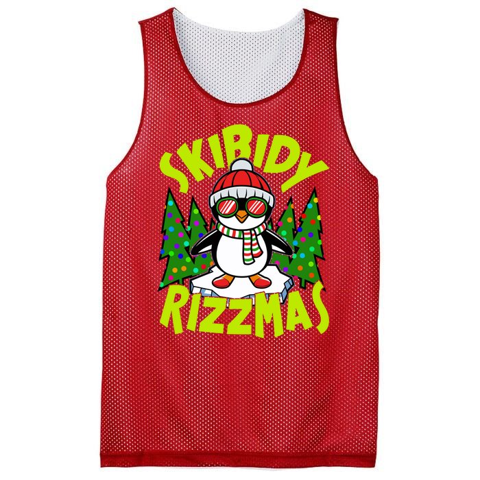 Skibidy Rizzmas Christmas Rizz Penguin Meme Mesh Reversible Basketball Jersey Tank