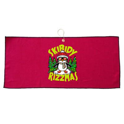 Skibidy Rizzmas Christmas Rizz Penguin Meme Large Microfiber Waffle Golf Towel