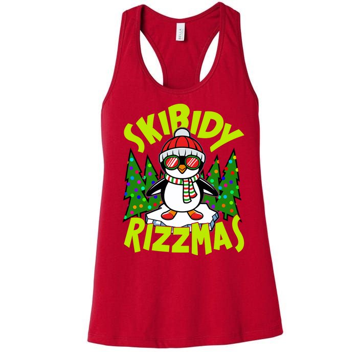 Skibidy Rizzmas Christmas Rizz Penguin Meme Women's Racerback Tank