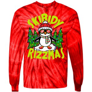 Skibidy Rizzmas Christmas Rizz Penguin Meme Tie-Dye Long Sleeve Shirt