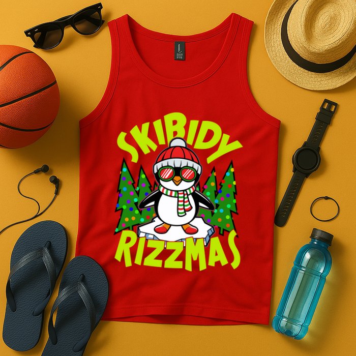 Skibidy Rizzmas Christmas Rizz Penguin Meme Tank Top