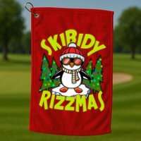 Skibidy Rizzmas Christmas Rizz Penguin Meme Golf Towel