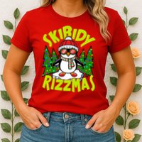 Skibidy Rizzmas Christmas Rizz Penguin Meme Womens T-Shirt