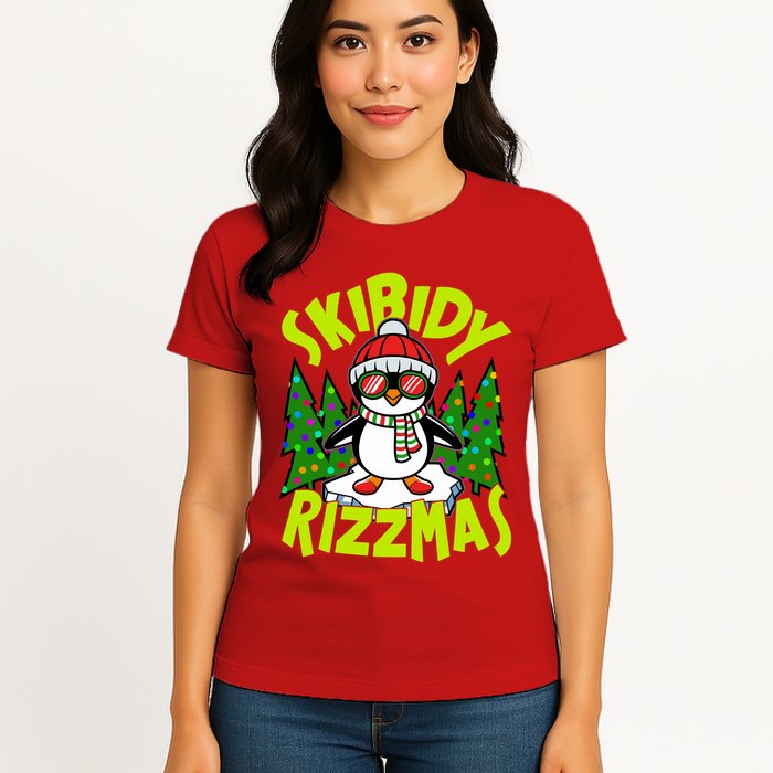 Skibidy Rizzmas Christmas Rizz Penguin Meme Womens T-Shirt
